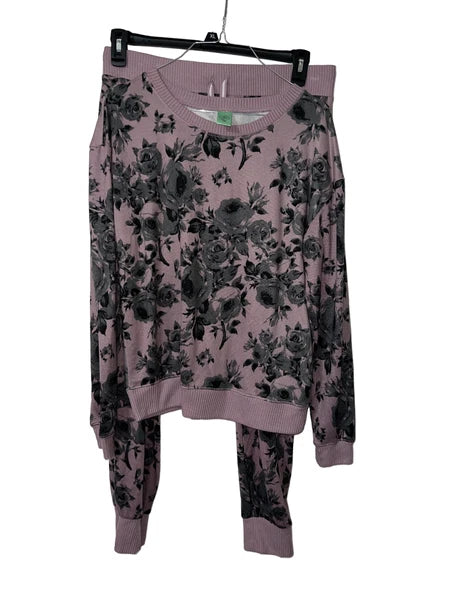Honeydew Lounge Set Pants Long Sleeve Shirt Purple Floral Size Large