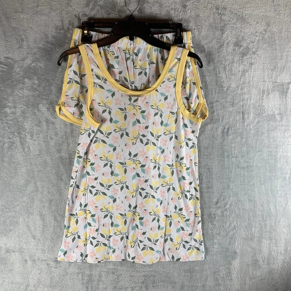 Roudelain Women's Pajamas Set S Tank Top Shorts Lemon Floral Soft Henley PJs NWT