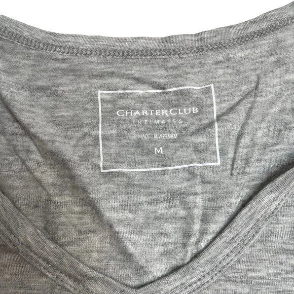 Charter Club Intimates V-Neck Pajama Shirts Bundle Grey & Deep Lagoon Teal Blue