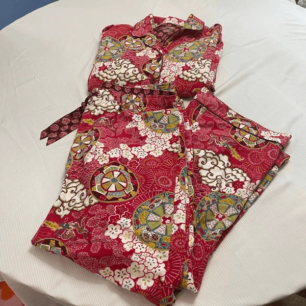 Nick & Nora Red Boho Chic Pajamas 2 Pc Set Plus Size XXL