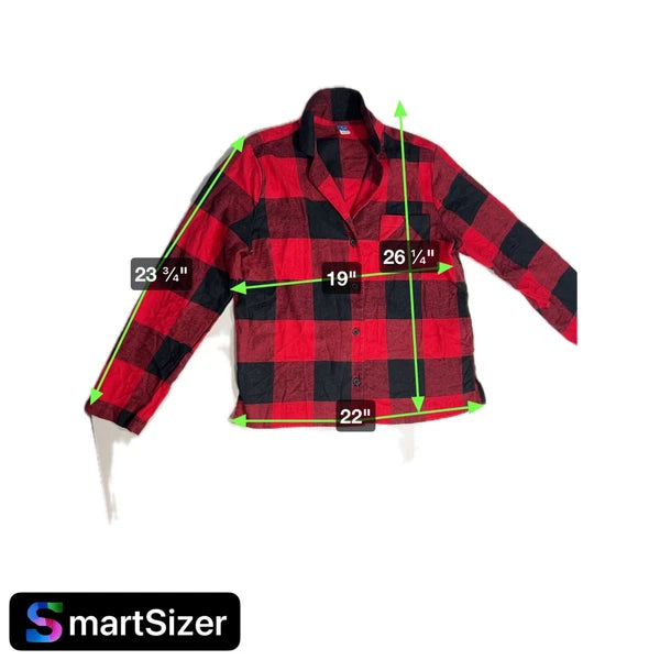 Old Navey Flannel Sleep Pajama Set Red & Black Plaid Ladies Size S