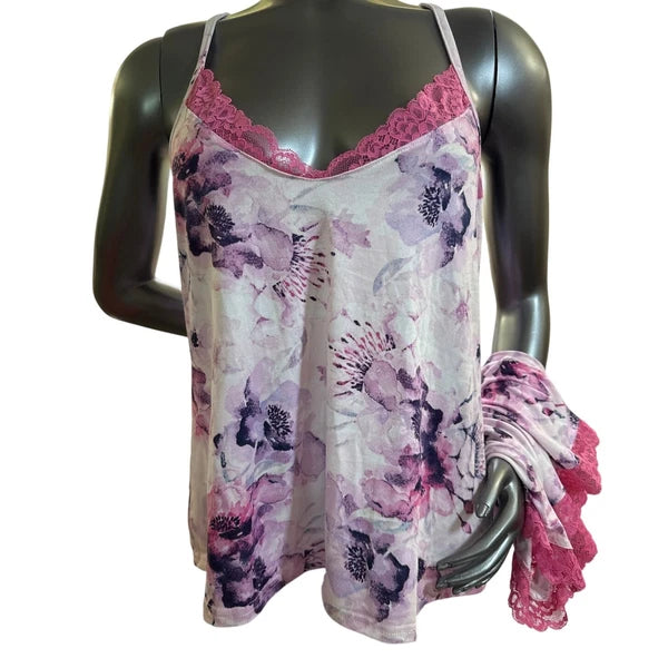 NWT BCBGMAXAZRIA Large Ballerina Watercolor Floral Two Piece Pajama Shorts & Top