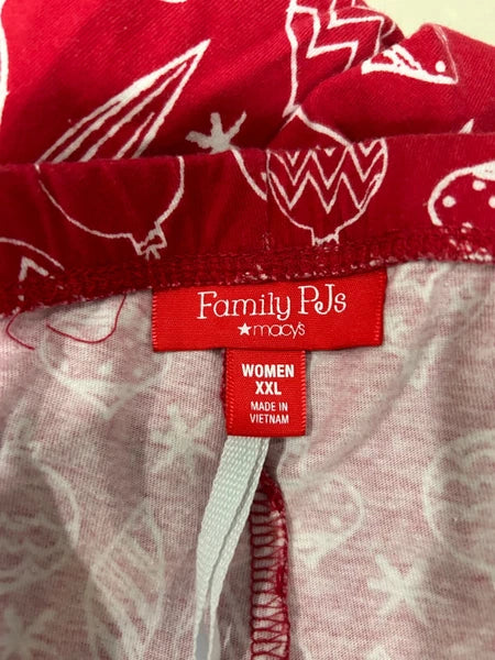 Macy's Womens Size XXL Ornament Print Family Pajama Set Red White Ho Ho