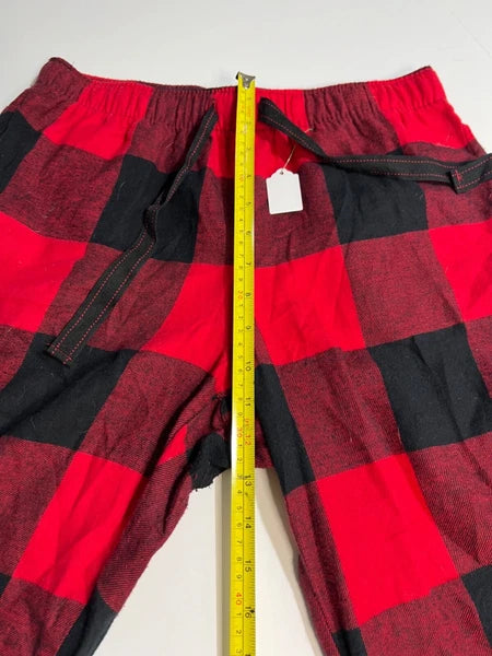 Old Navey Flannel Sleep Pajama Set Red & Black Plaid Ladies Size S