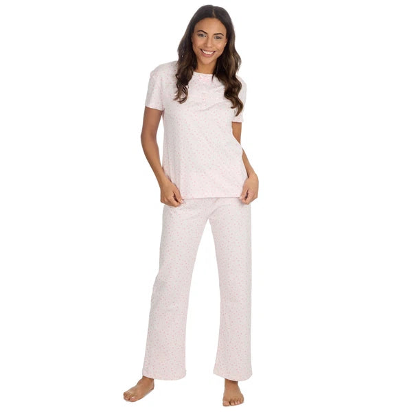 Nikaro Ladies Short Sleeve 2 Piece Round Neck Pyjama Set