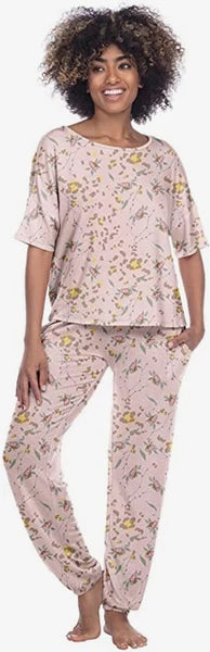 Honeydew Women's Floral Pattern 2 Piece Pajama Set , Sandcastle, Medium
