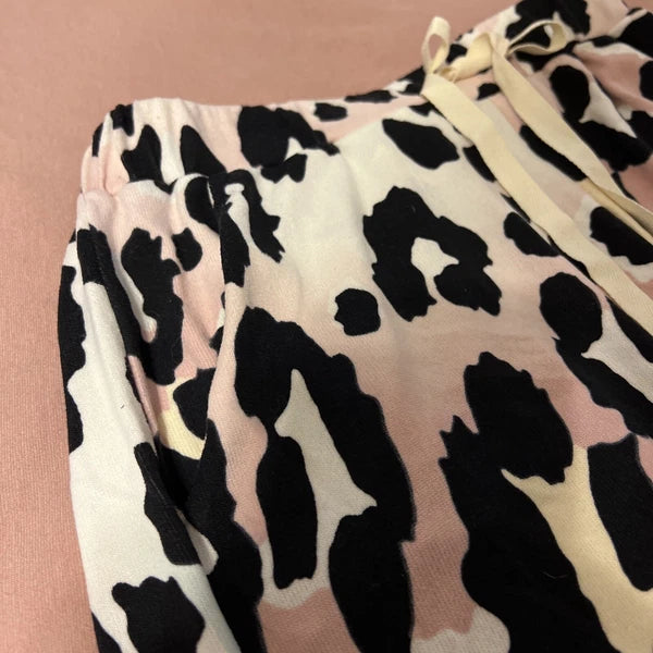 NWOT Bibi Pink & Blue Leopard Super Soft Pajama Shorts & Top Set Size Small