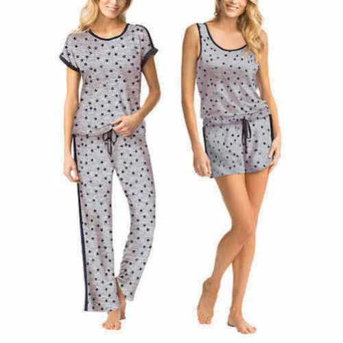 New Lucky Brand Ladies' 4 piece PJ Set Gray stars XS