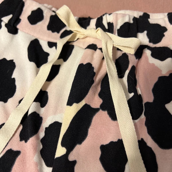 NWOT Bibi Pink & Blue Leopard Super Soft Pajama Shorts & Top Set Size Small