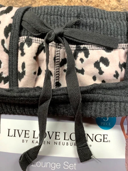 Live Love Lounge Cozy Leopard 3-piece Lounge PJ Set by Karen Neuburger L NWT