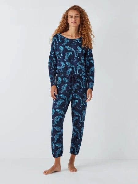 BNWT  Their Nibs Snow Leopard Moon Print Jersey Pyjama Set Blue Sz: S  RRP£38