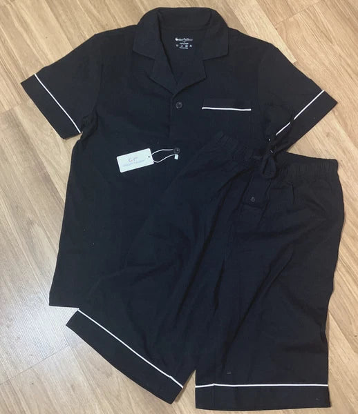New Color Fullleaf Black Collar Short Sleepwear Set Size Small