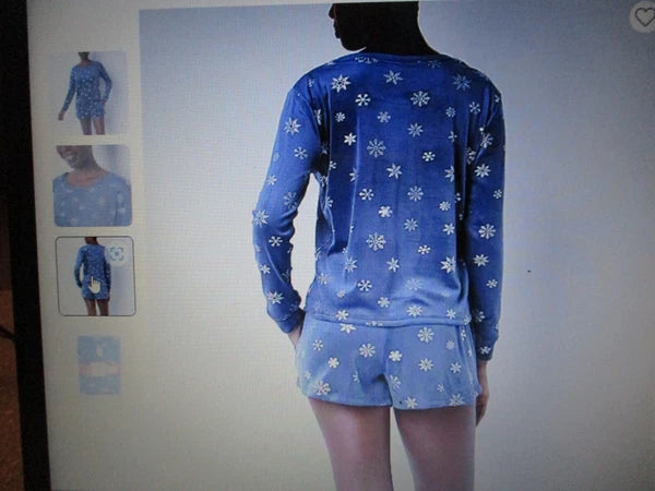 BNWT/Sealed. Sleep Chic Blue w/ Silver Snowflakes Long Sleeve 2-pc. set XL