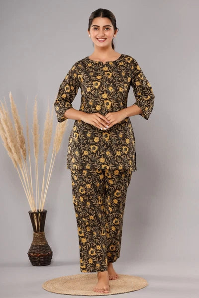 Women Cotton Sleepwear/Lounge Wear Kurti & pajamas set