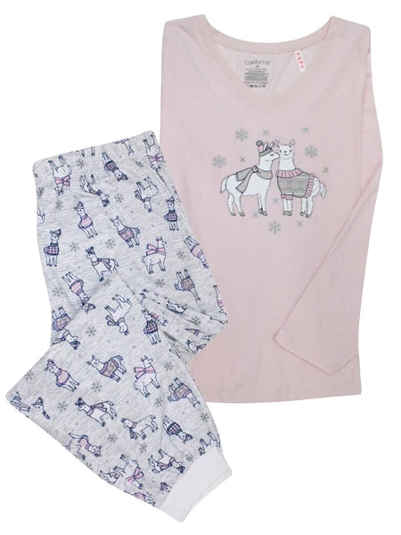 CARISMA PINK COTTON RICH LLAMA PYJAMA SET - 10/12 14/16 18/20 22/24