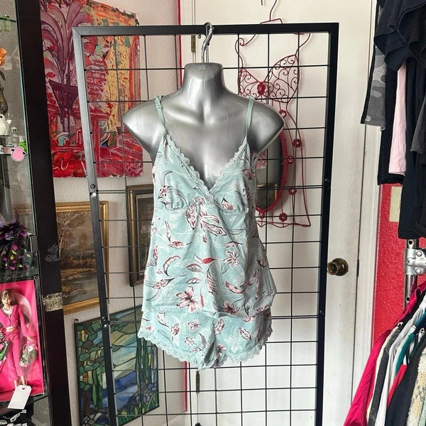 adrienne vittadini blue and pink floral pajama set